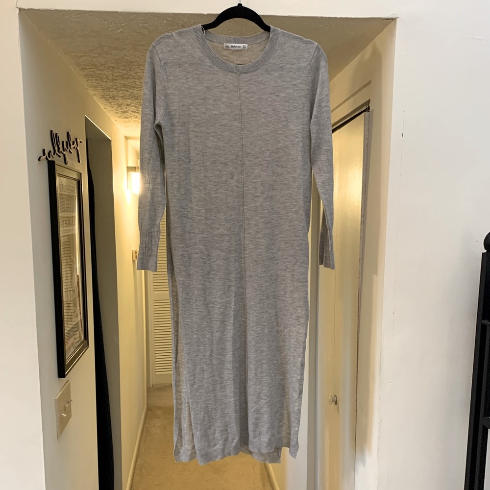 Long grey sweater with split sides